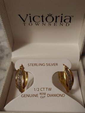 Victoria Townsend Two-Tone Gold and Silver Diamond Hoop Earrings